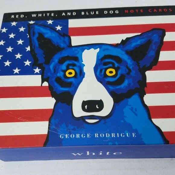 Folk Pop Dog Art American Patriotic George Rodrigue New Cards USA Red White Blue - Picture 12 of 14